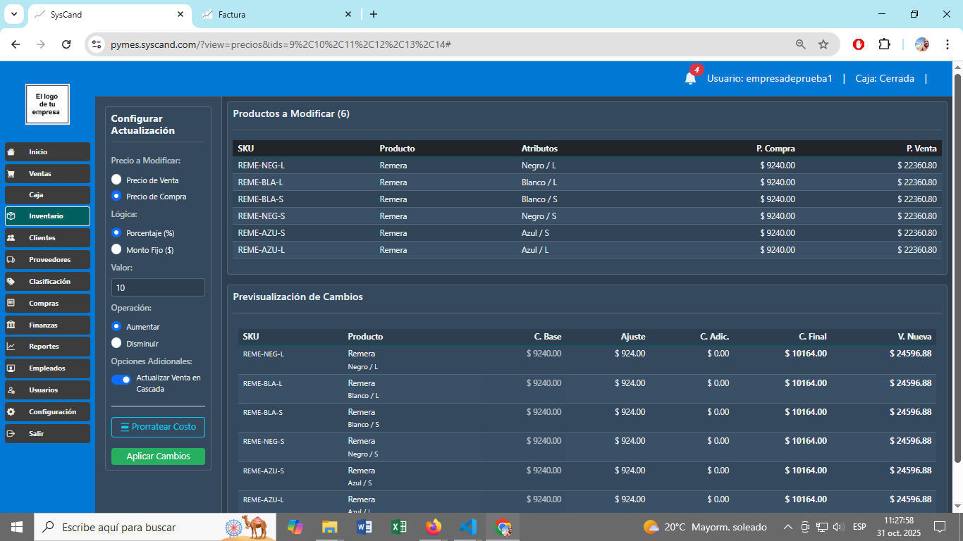 Asistente de Actualización de Precios Masivos